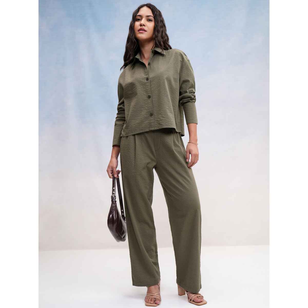 Tokyo Talkies Women's Yd Stripe Seersucker Shirt | Green - XL