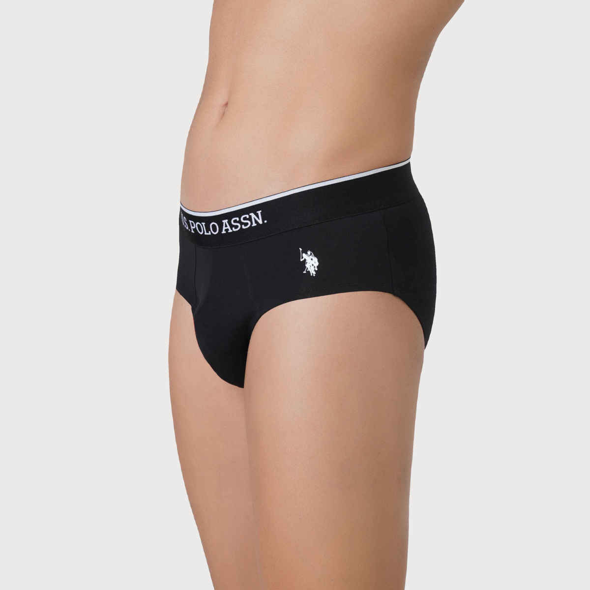 USPA Men Briefs - Pack of 2 Solid Cotton Briefs - Black & Blue - M
