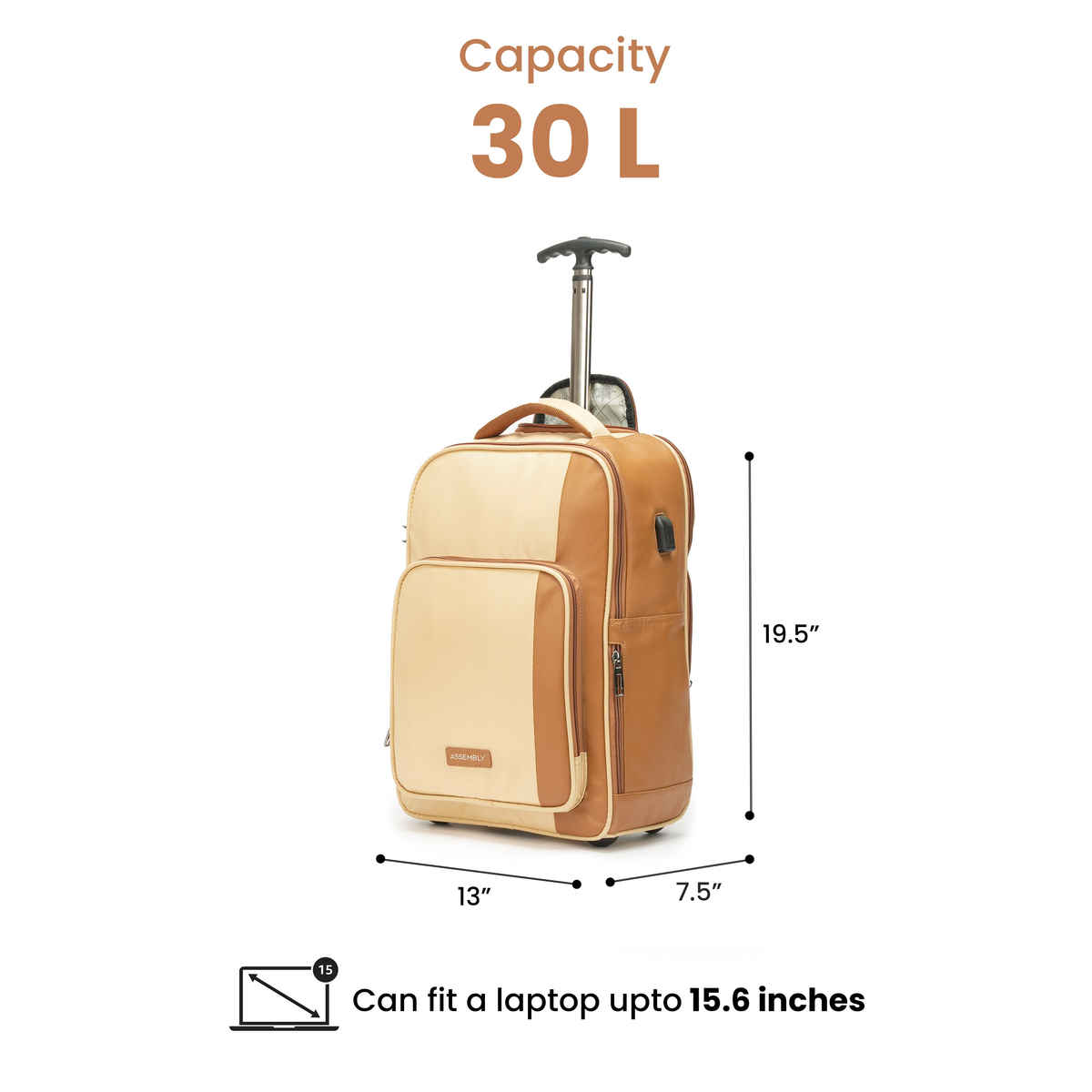 Assembly Jetson Laptop Trolley Backpack | Water Resistant - Beige