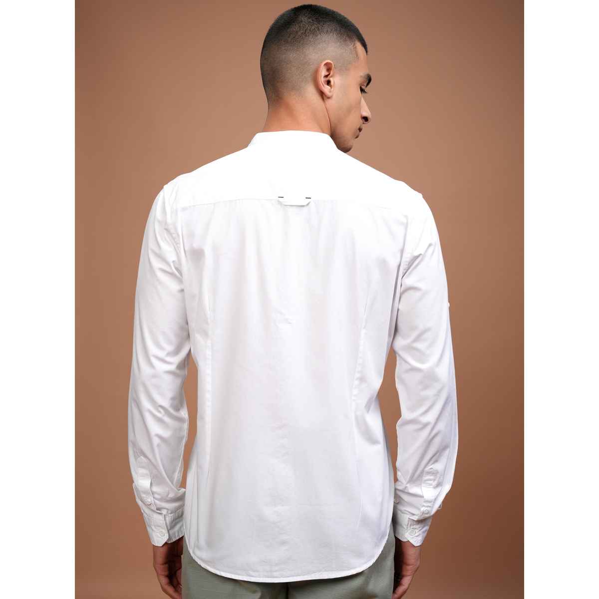 Highlander Men Solid Slim Fit Casual Shirt | White | S