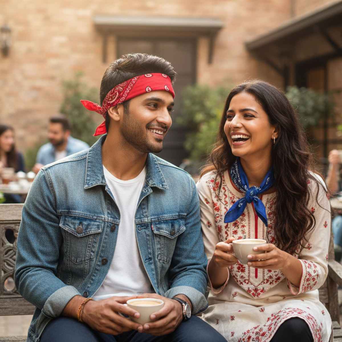 Royal Mart Unisex Cotton Blend Bandana | Red and Blue - One Size