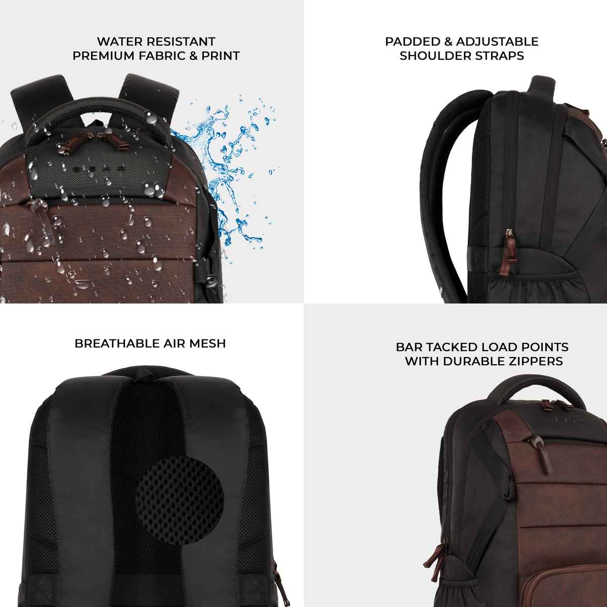 Gear Aspire 4 Faux Leather Laptop Backpack Brown Black