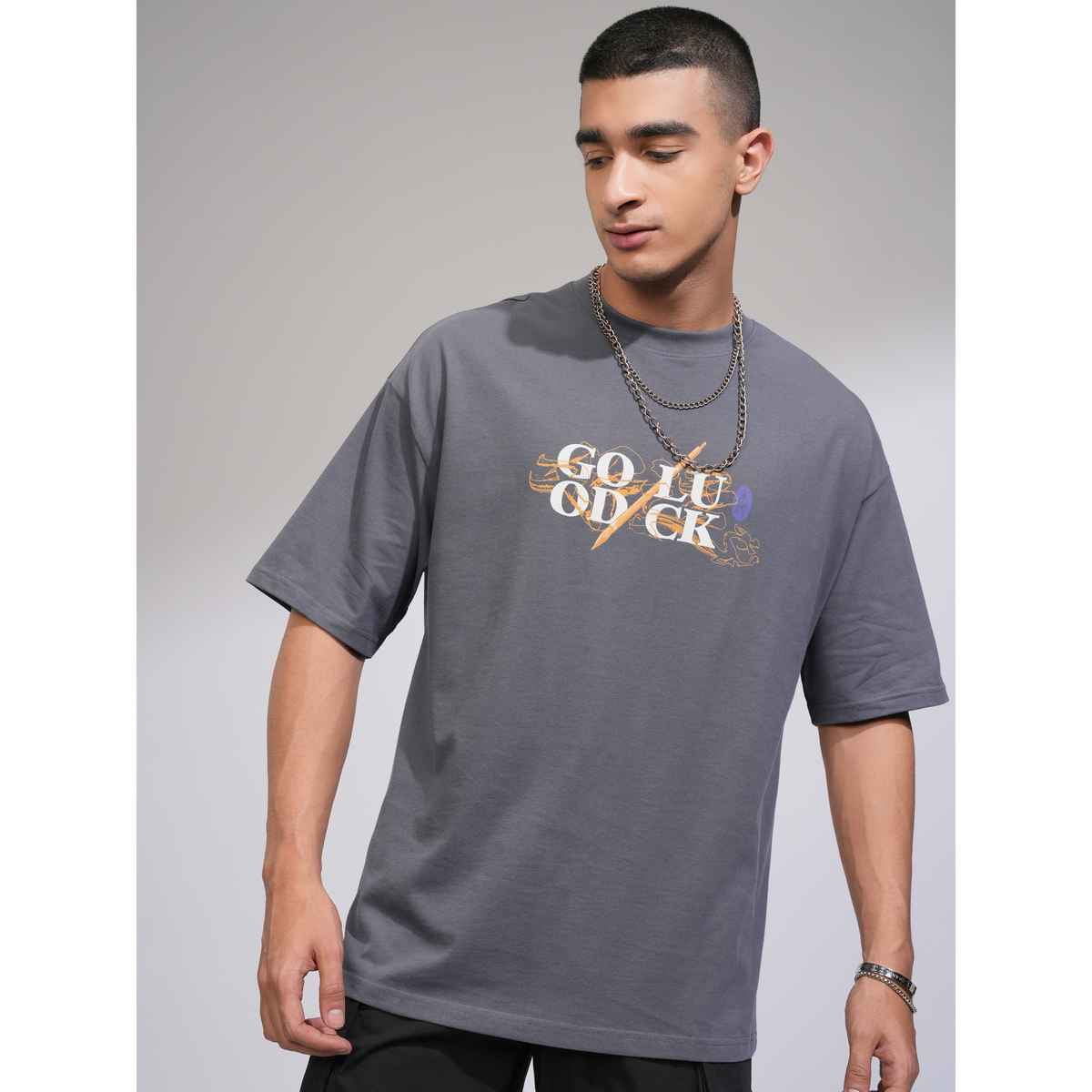Highlander Men's Oversized Dropshoulder Round Neck T-shirt - Disney Mulan | Grey | XL
