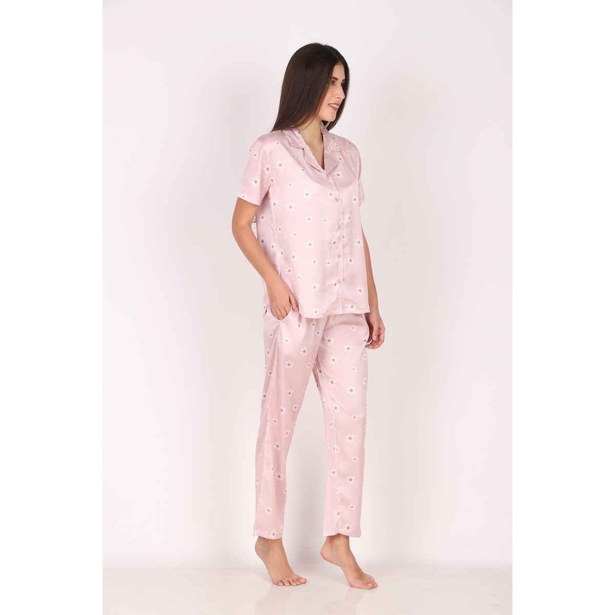 Masha Women's Daisy Pink Satin Pajamas | Set | M