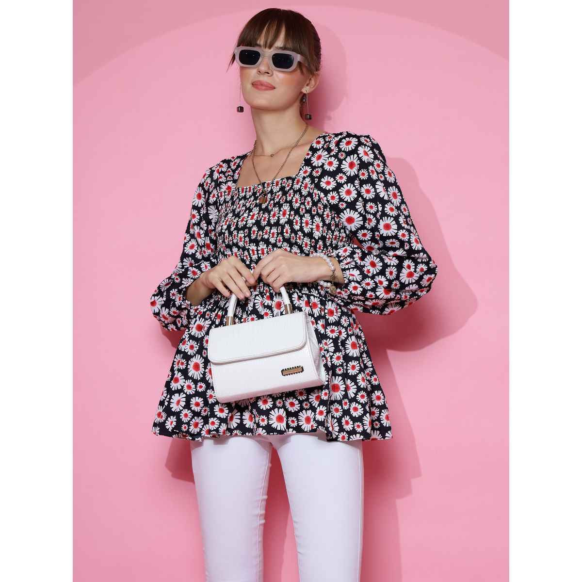 Sheetal Women's Floral Printed Top | 5110 | Black - L