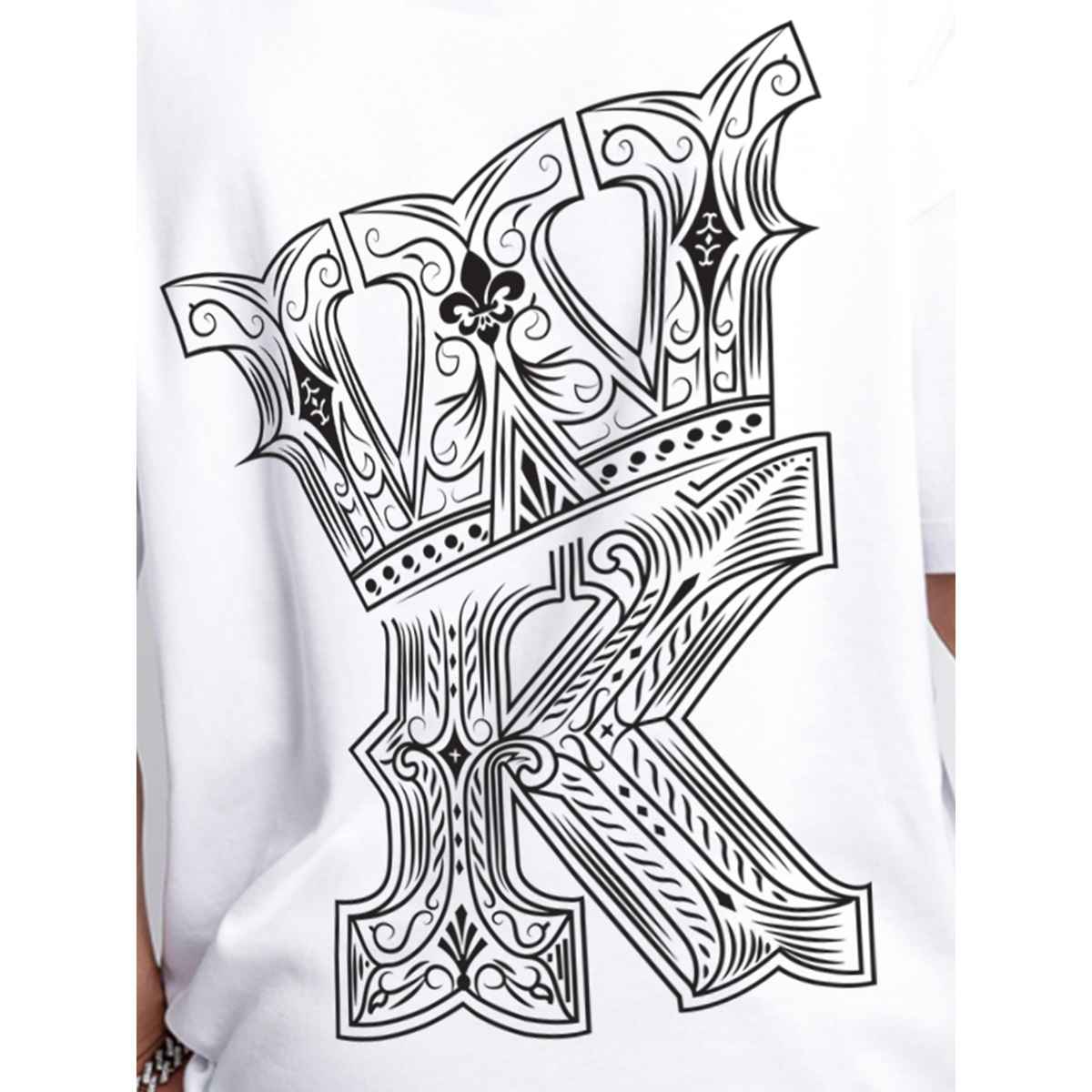 De Tees Men's Oversize T-shirt | M-OST-WHITE-MELANGE-EYE | Grey Melange - S