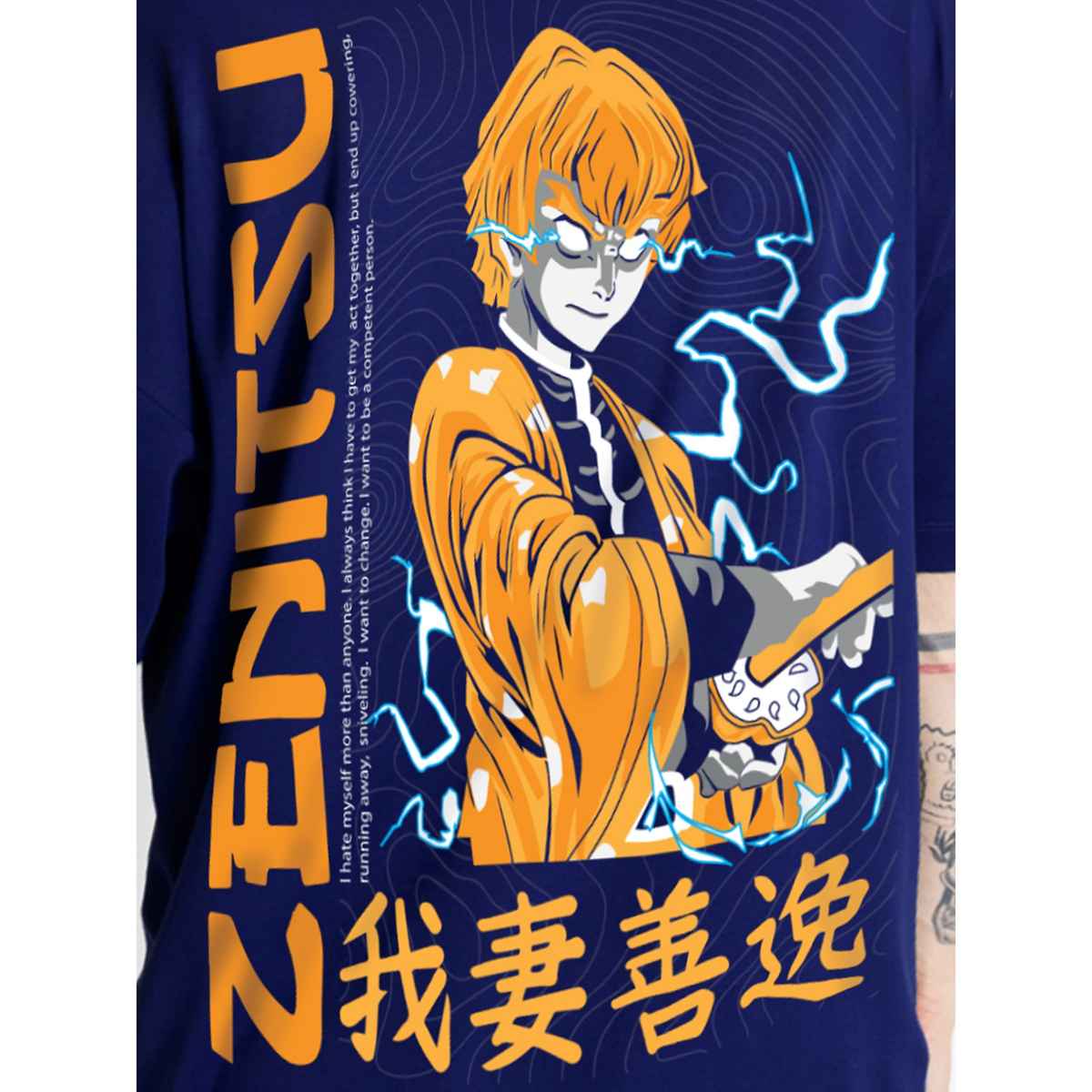 De Tees Men's Oversize T-shirt | M-OST-NAVY-ZENITSU | Navy - M