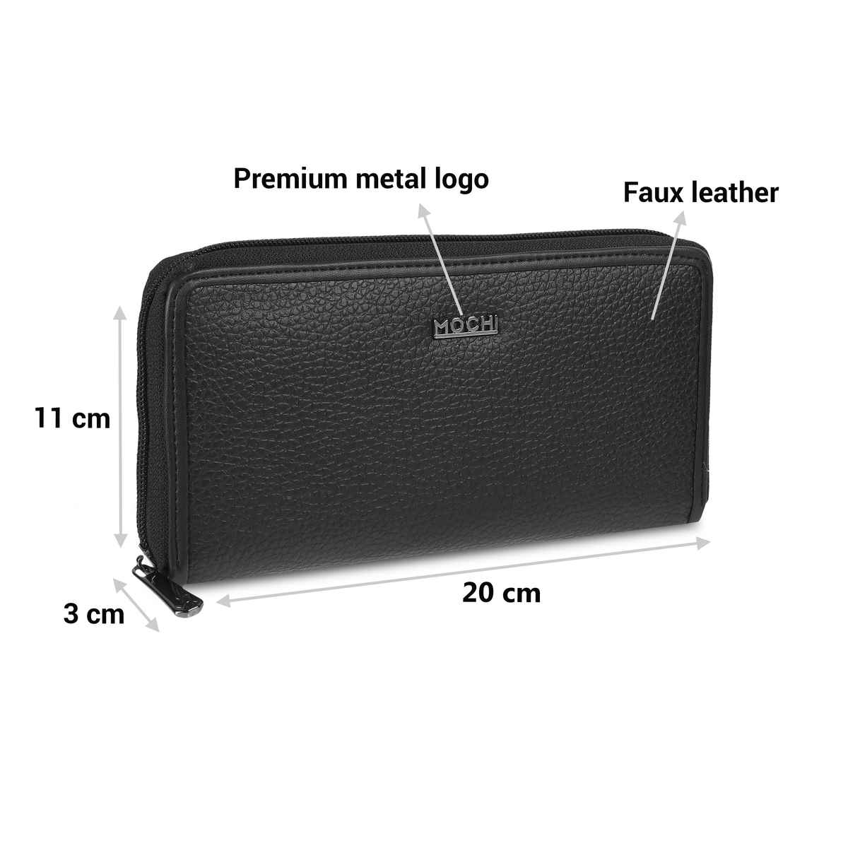 Mochi Black Synthetic Wallet for Women | 95-135-11