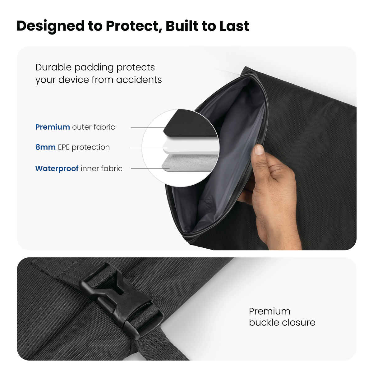 Craloft Waterproof 14 Inch Laptop Sleeve Cover, Slim Rain Protective Bag with 8mm Padding