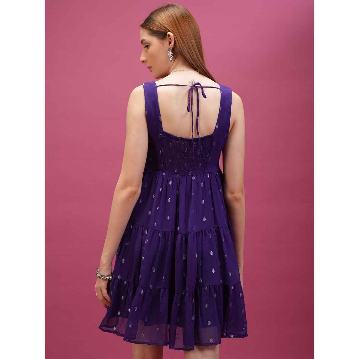 Tokyo Talkies Women's Sleeveless Tiered Dress | Voilet - XL