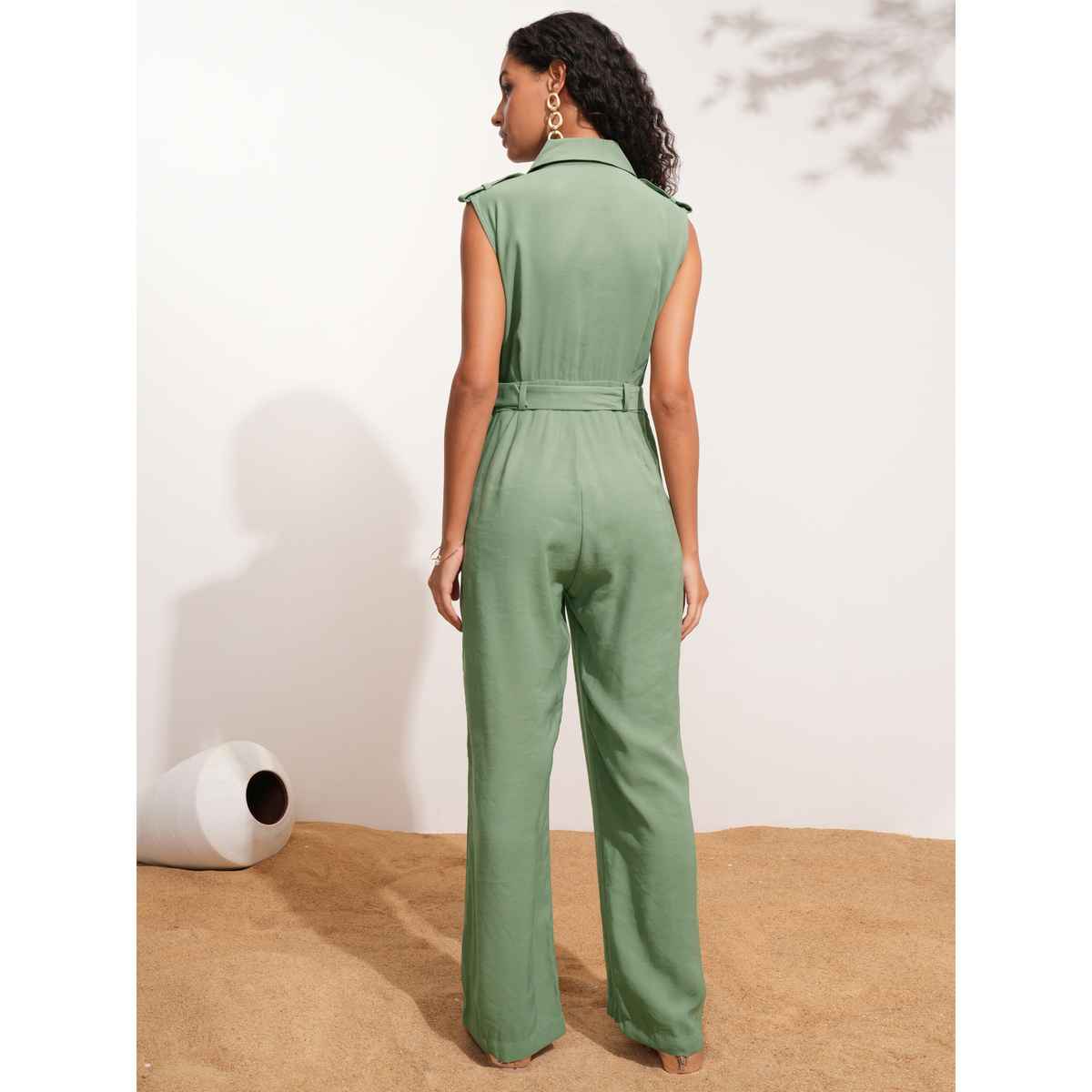 Tokyo Talkies Women's Solid Sleeveless Regualr Fit Jumpsuit | Mint - S