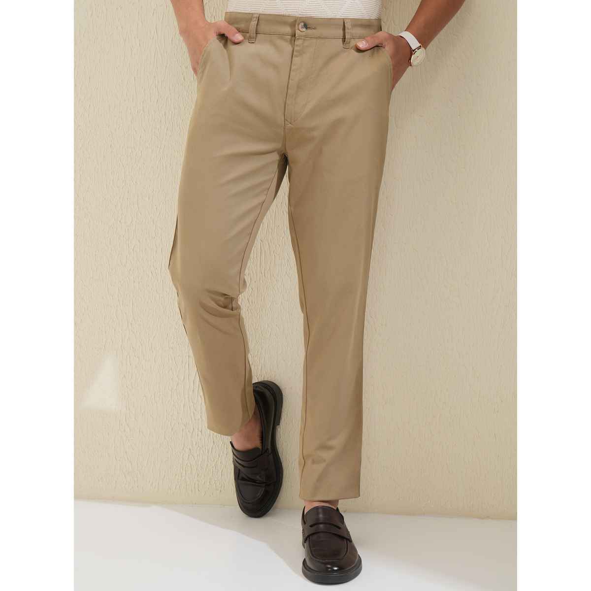 Highlander Men's Slim Tapered Chino Trouser | Khaki - 34