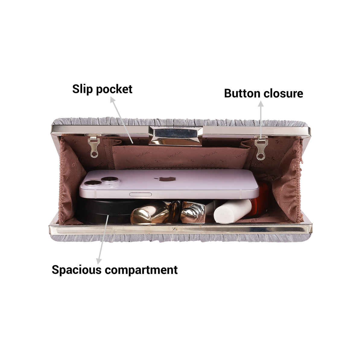 Mochi Women's Party Clutch | 38-128-14 | Grey