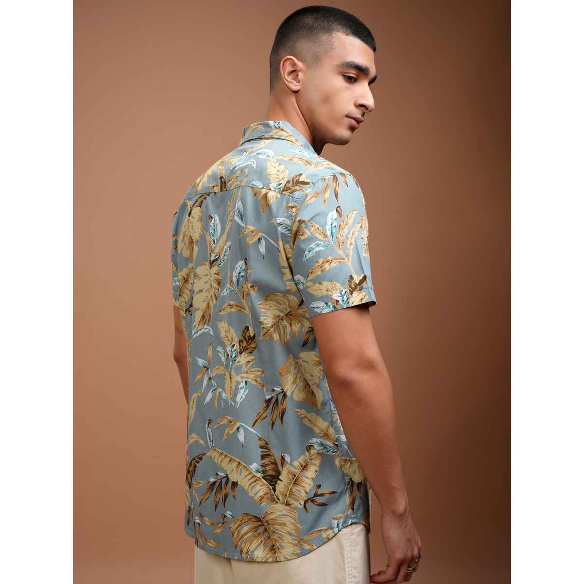 Highlander Men Slim Fit Tropical Cotton Printed Casual Shirt | Multicolor | M