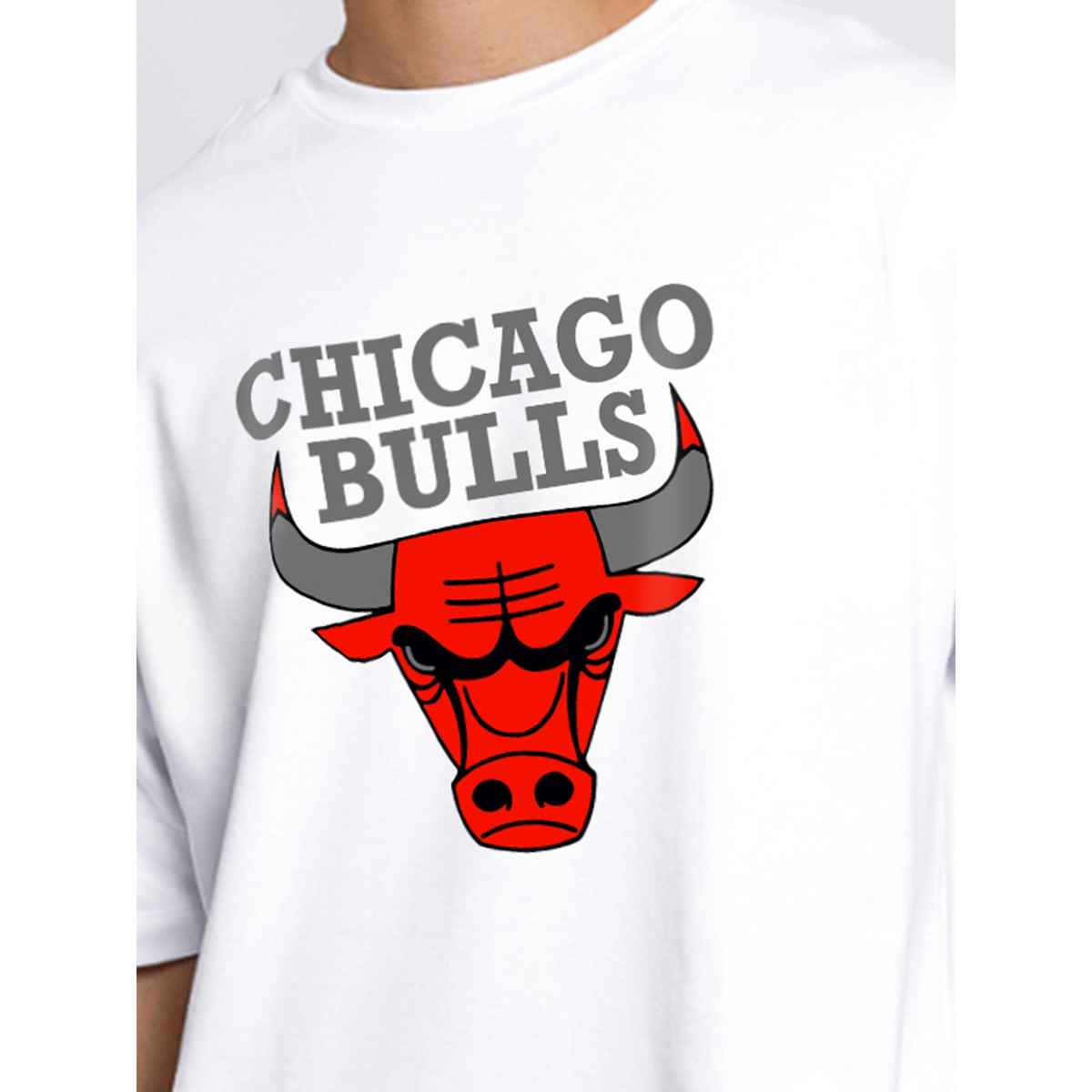 De Tees Men's Oversize T-shirt | M-OST-WHITE-BULL | White - L