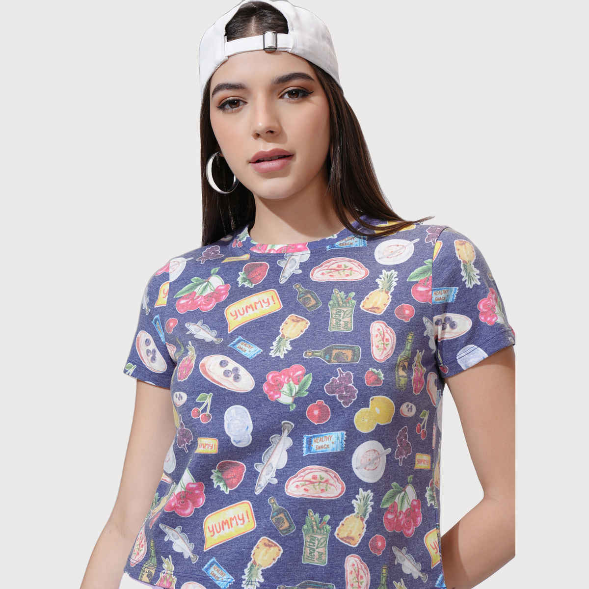 Tokyo Talkies Women's Printed Short Sleeve Cropped T-shirt | Multicolour - XL
