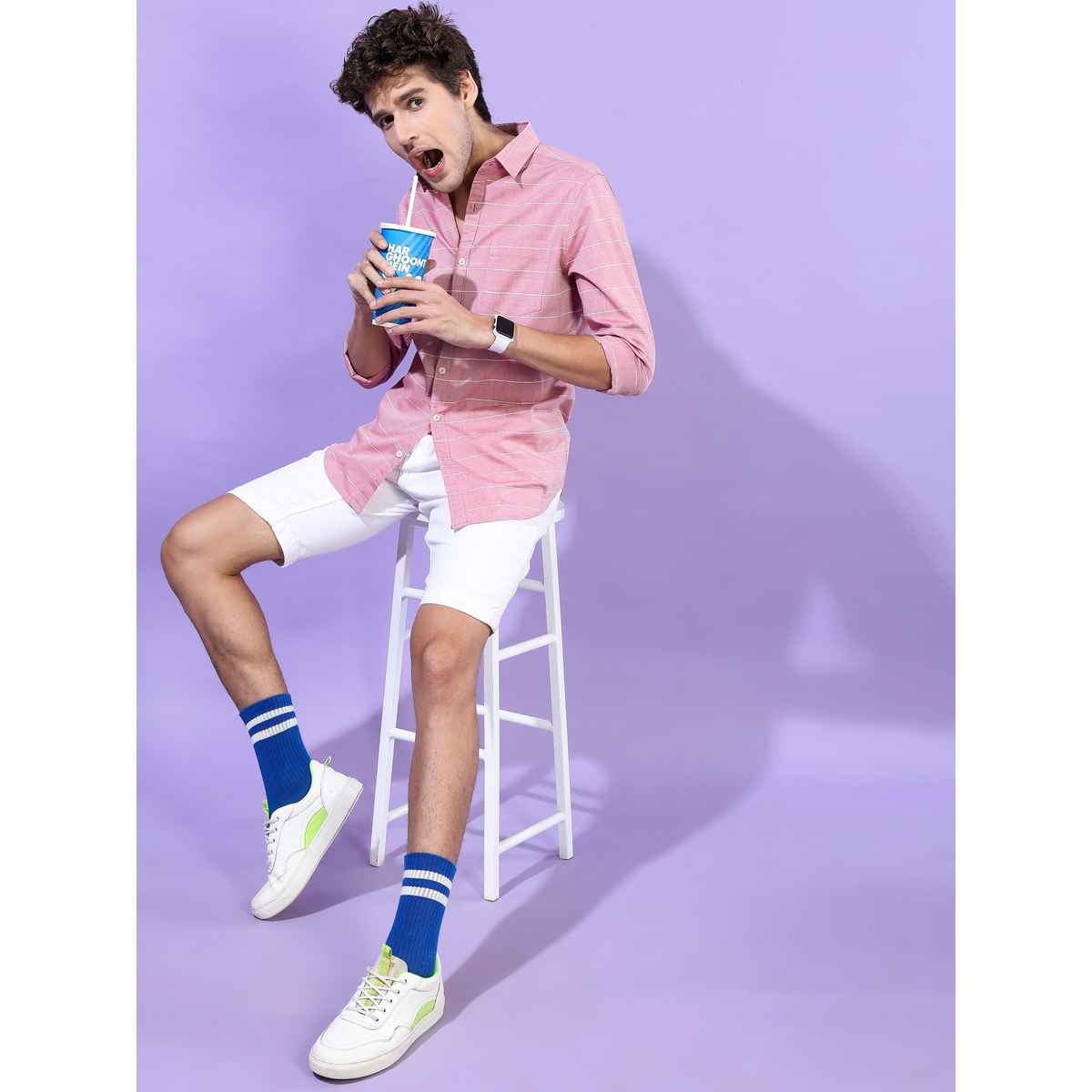 Highlander Men Slim Fit Striped Casual Shirt | Multicolor | L