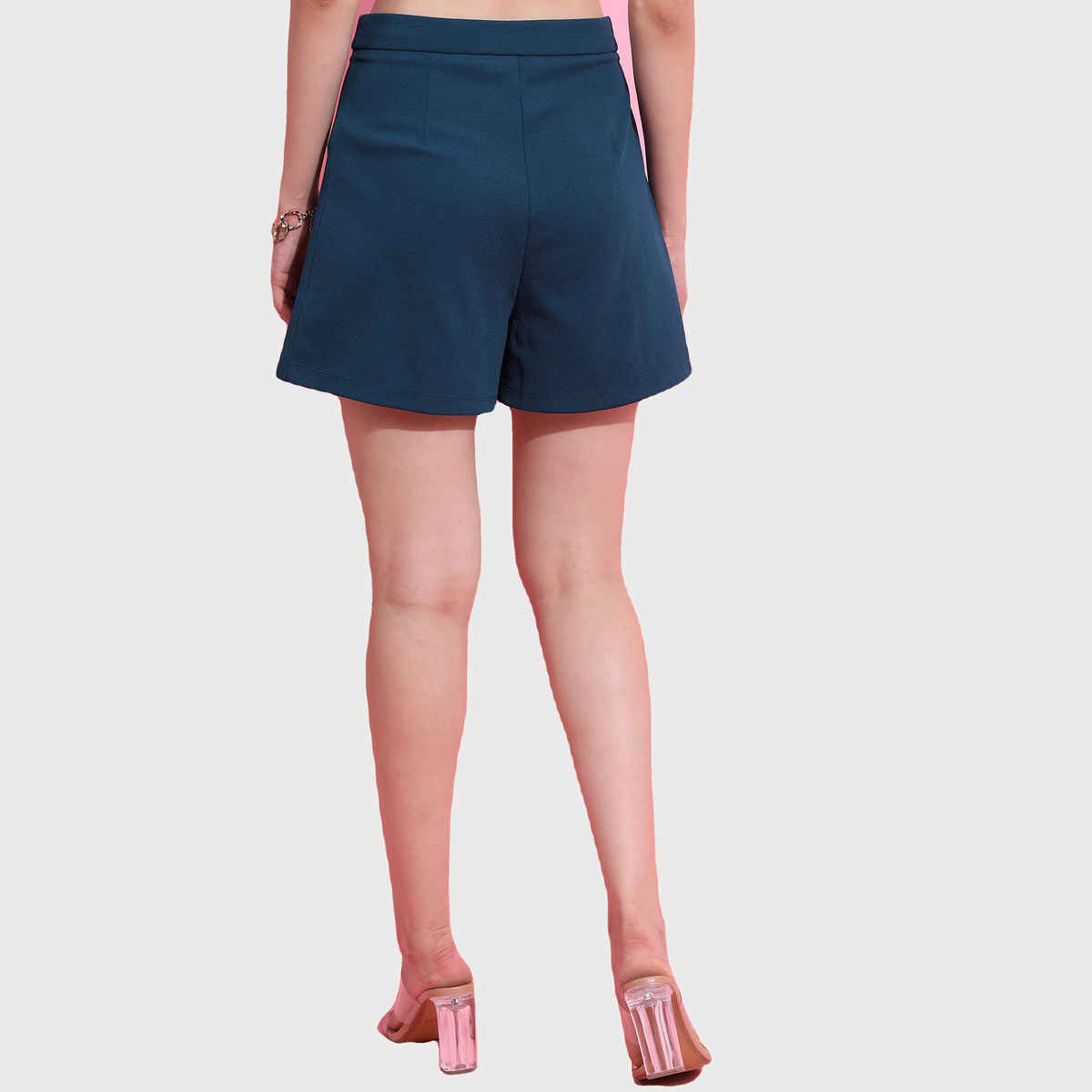 Tokyo Talkies Women's Solid Casual Shorts | Blue - S