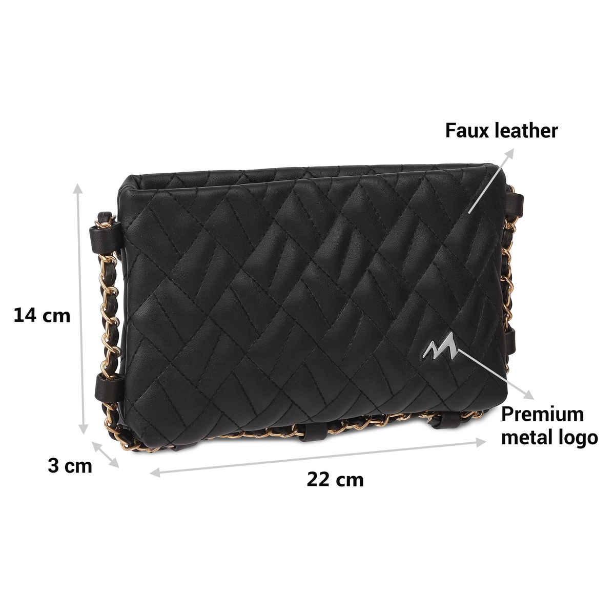 Metro Black Synthetic Sling Bag for Women | 66-325-11
