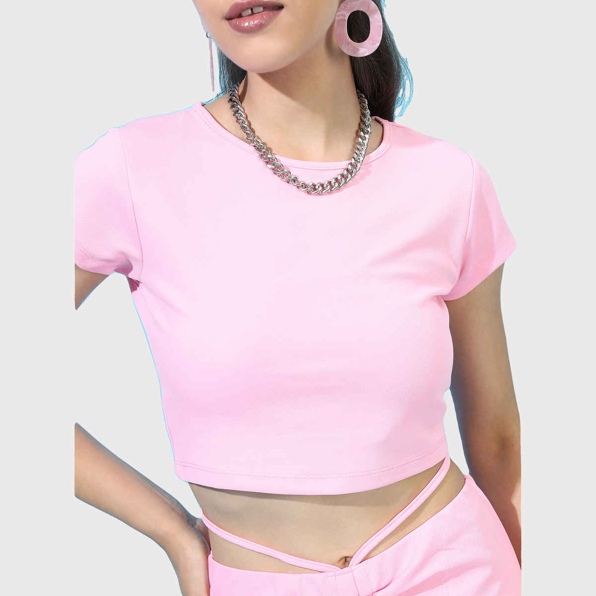 Tokyo Talkies Women's Pretty Solid Top with Trouser | Pink - L