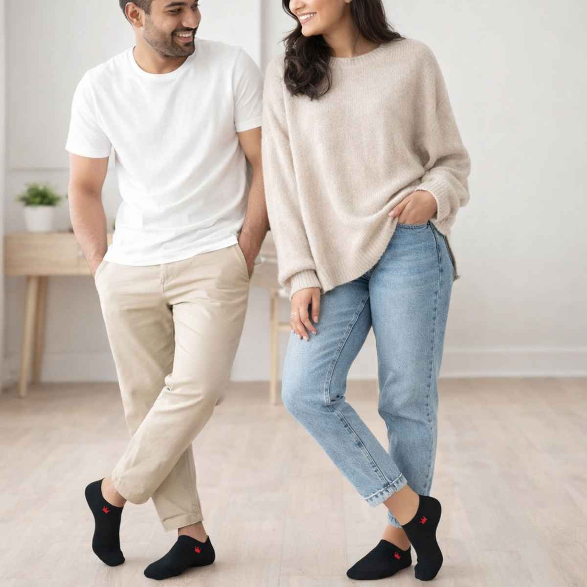 Royal Mart Unisex Cotton Blend No-Show Ankle Socks | Black - Free Size
