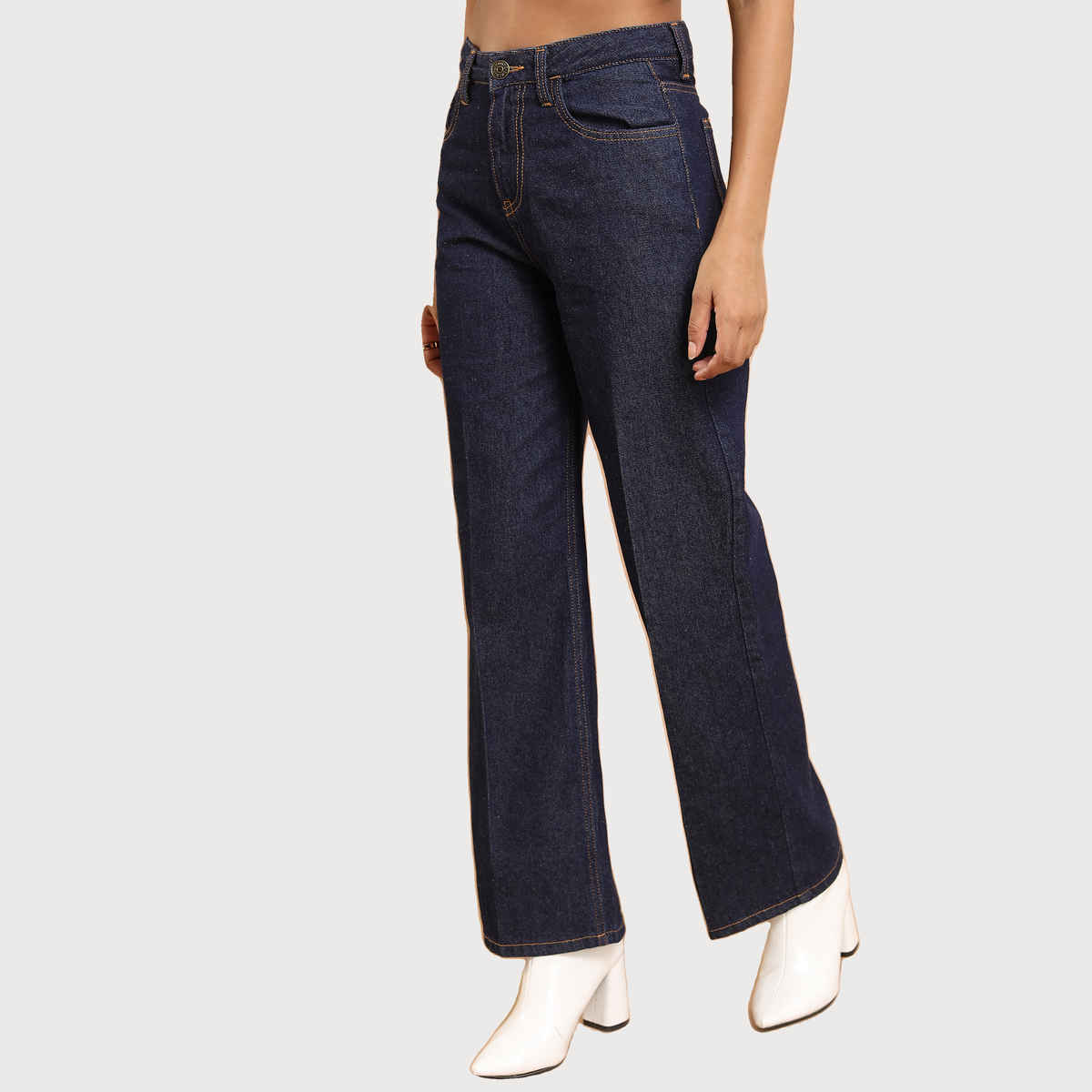 Tokyo Talkies Women's Flared Clean Look Cotton Jeans | Indigo - 28