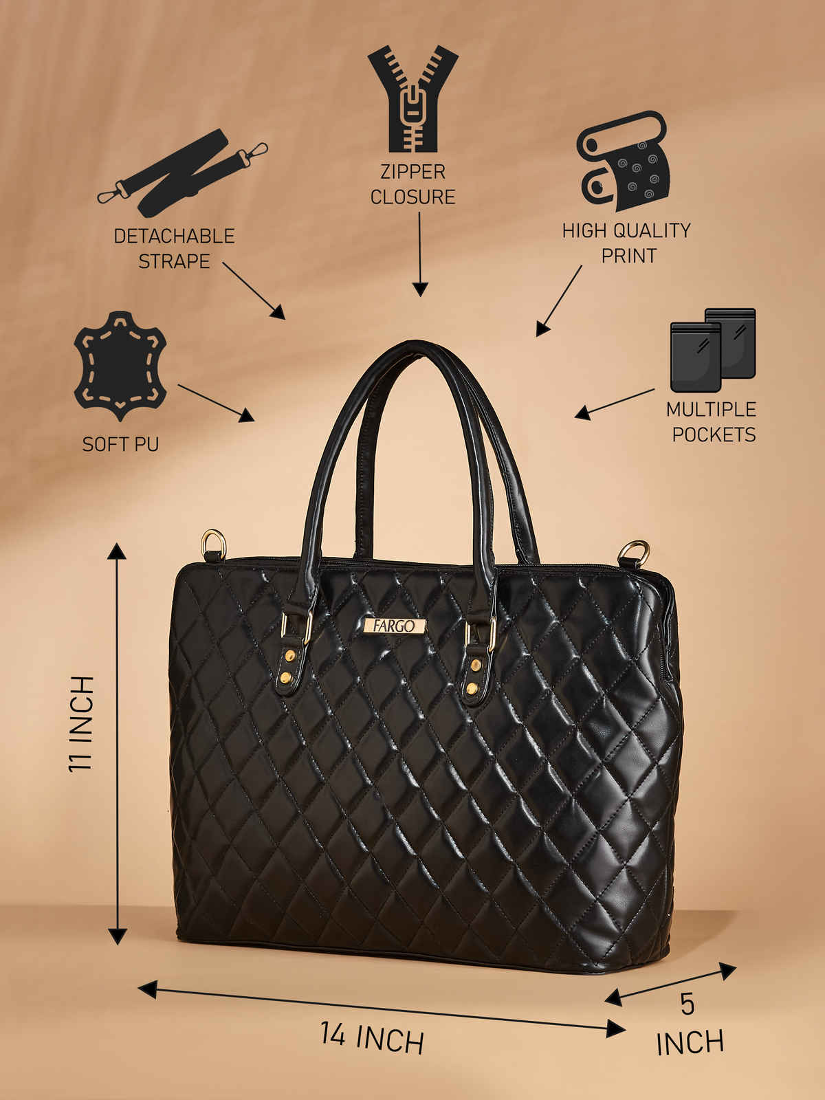 Fargo Women Classic Black Handbag