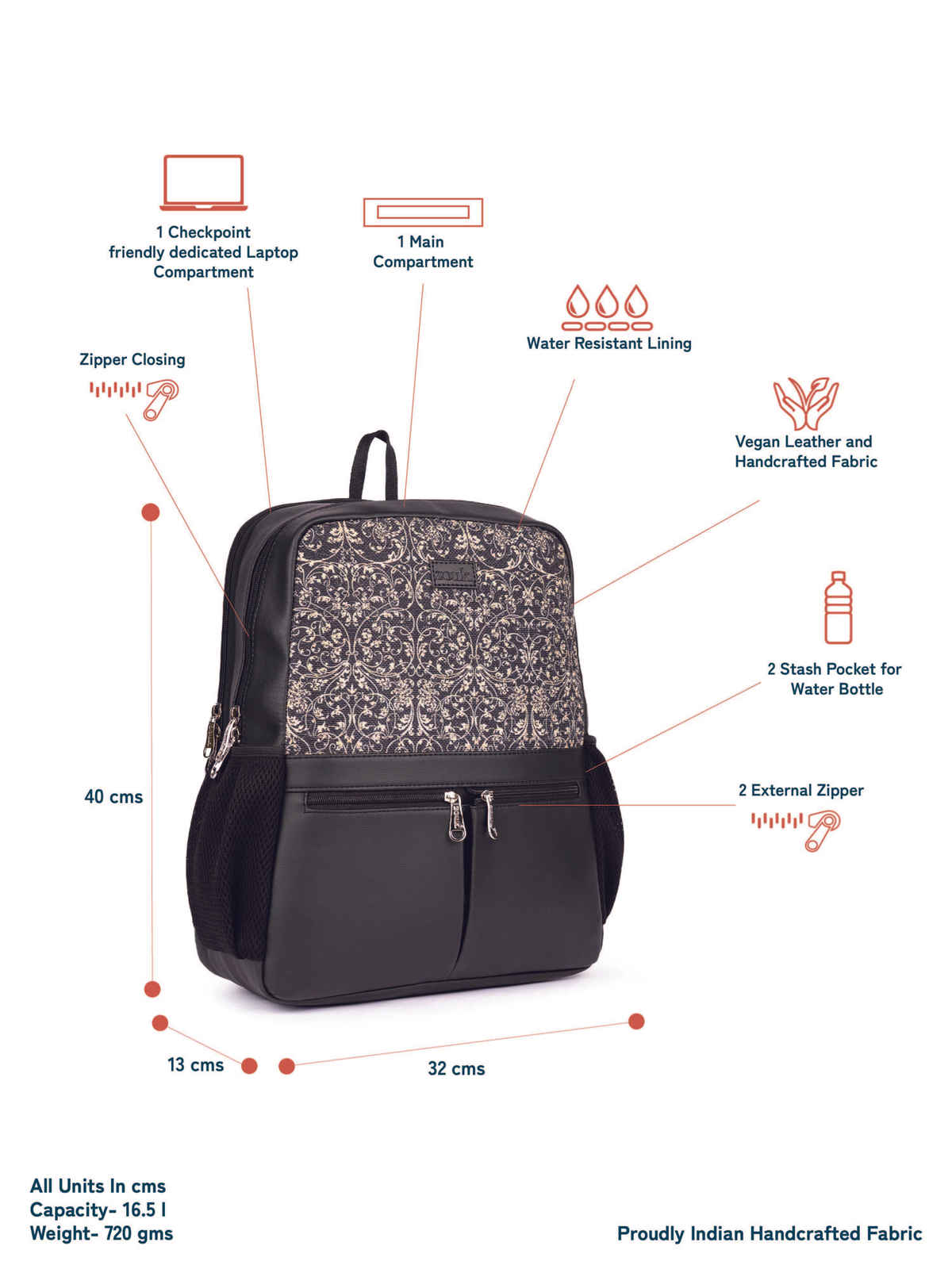 ZOUK Lattice Lace Office Backpack