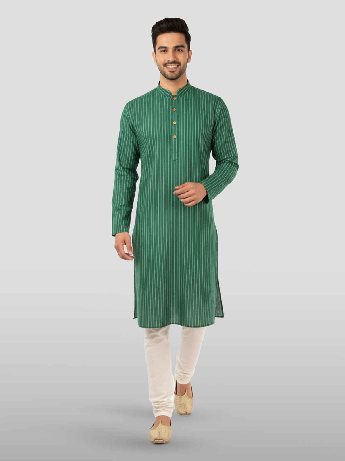 Vastramay Men's Cotton Kurta for Eid | Green - S