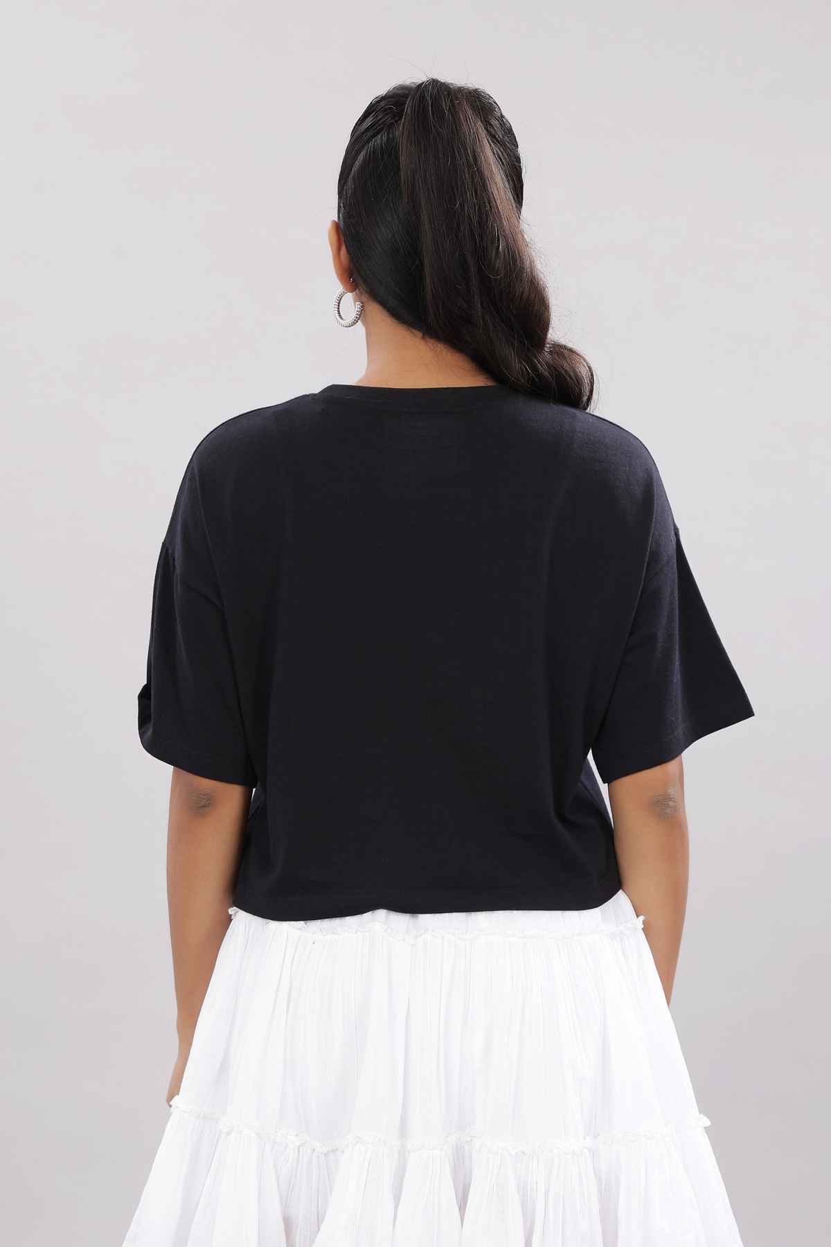 Springman Crop Top | For Gym and Daily Wear | 100% cotton for Women | Black - L