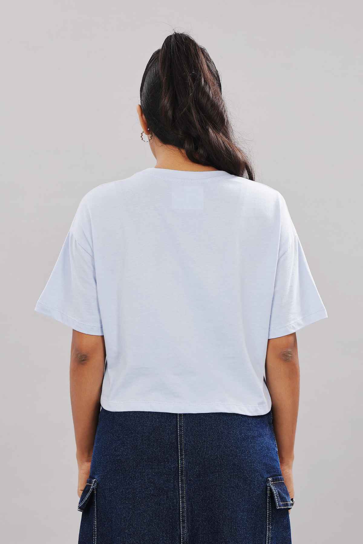 Springman Crop Top | For Gym and Daily Wear | 100% cotton for Women | Light Blue - M