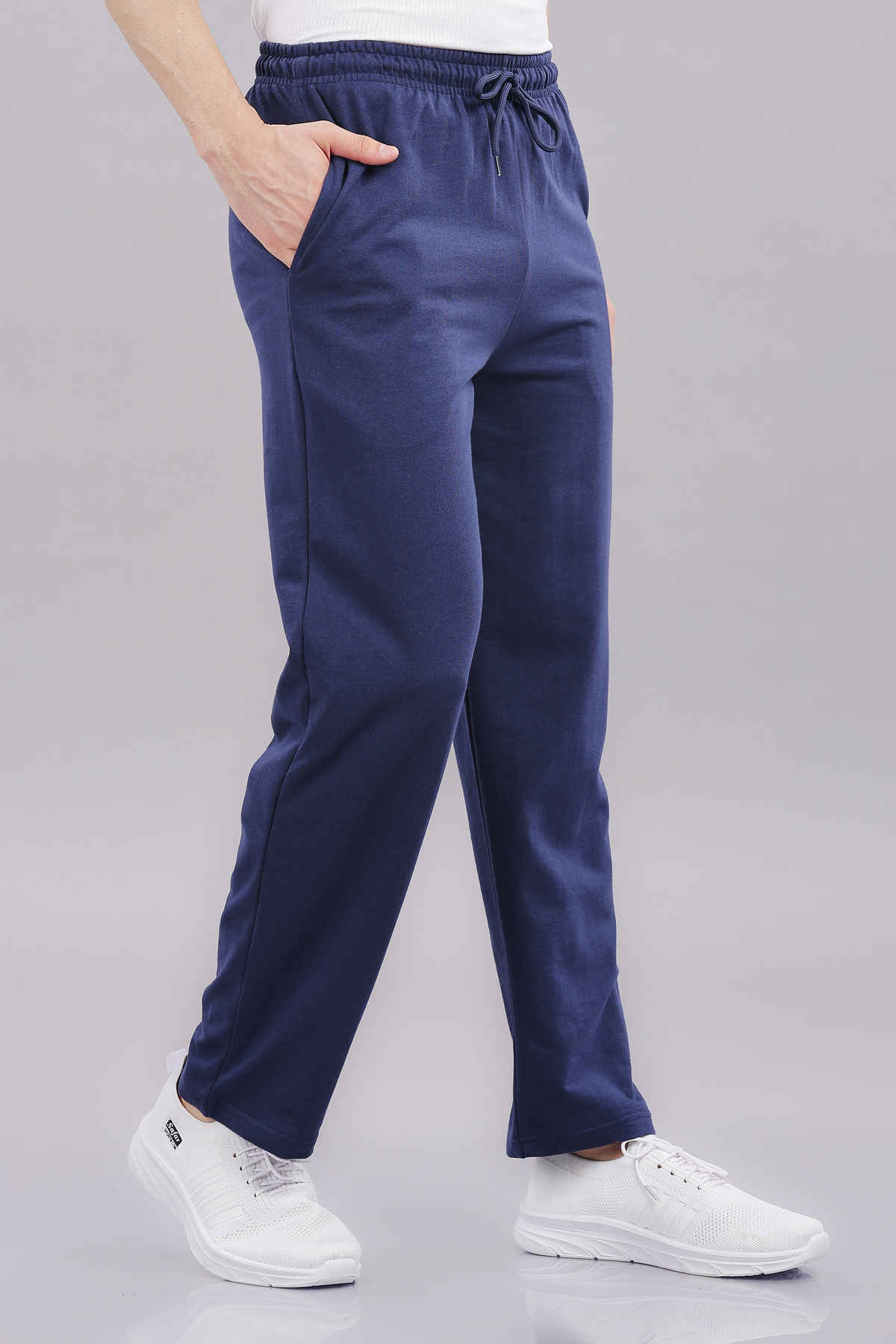 Springman Men's Solid Cotton Rich French Terry Baggy Track Pant | Blue - S