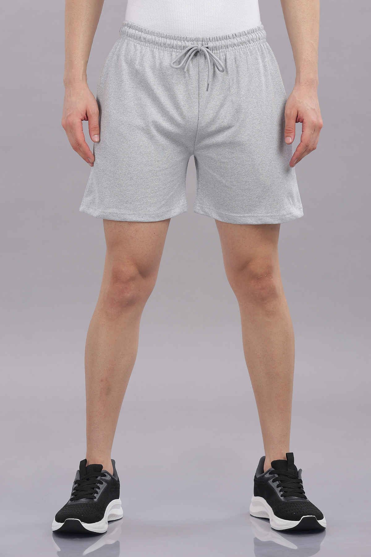 Springman Solid French Terry With Elastic & Drawstring Shorts For Men's | Grey | S