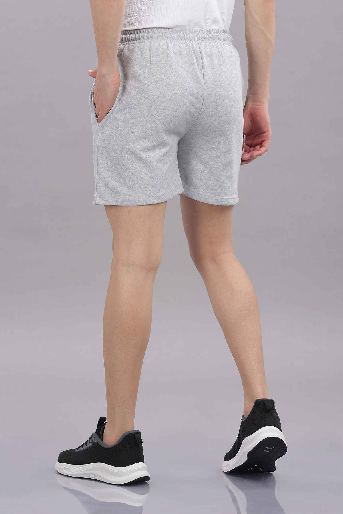 Springman Solid French Terry With Elastic & Drawstring Shorts For Men's | Grey | XL