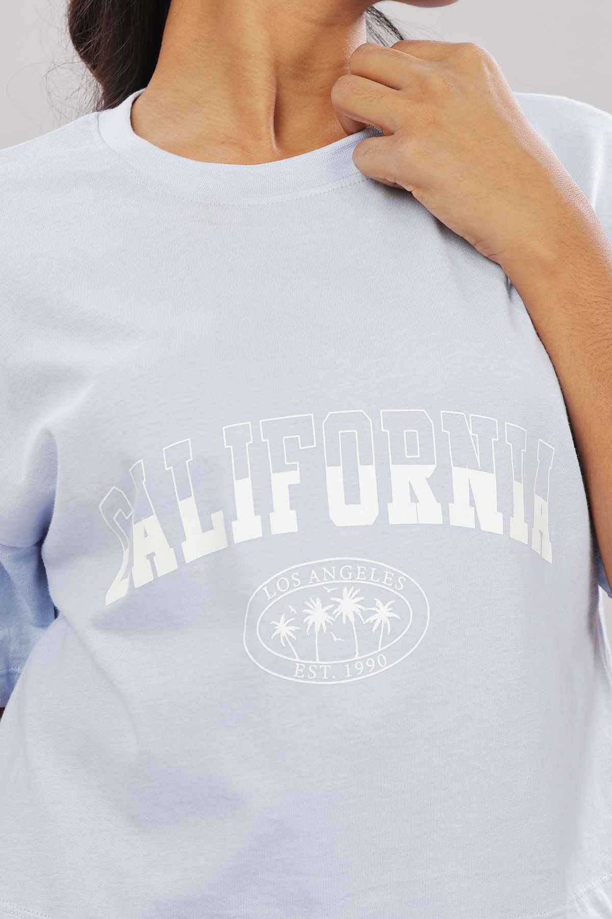 Springman Crop Top | For Gym and Daily Wear | 100% cotton for Women | Light Blue - M