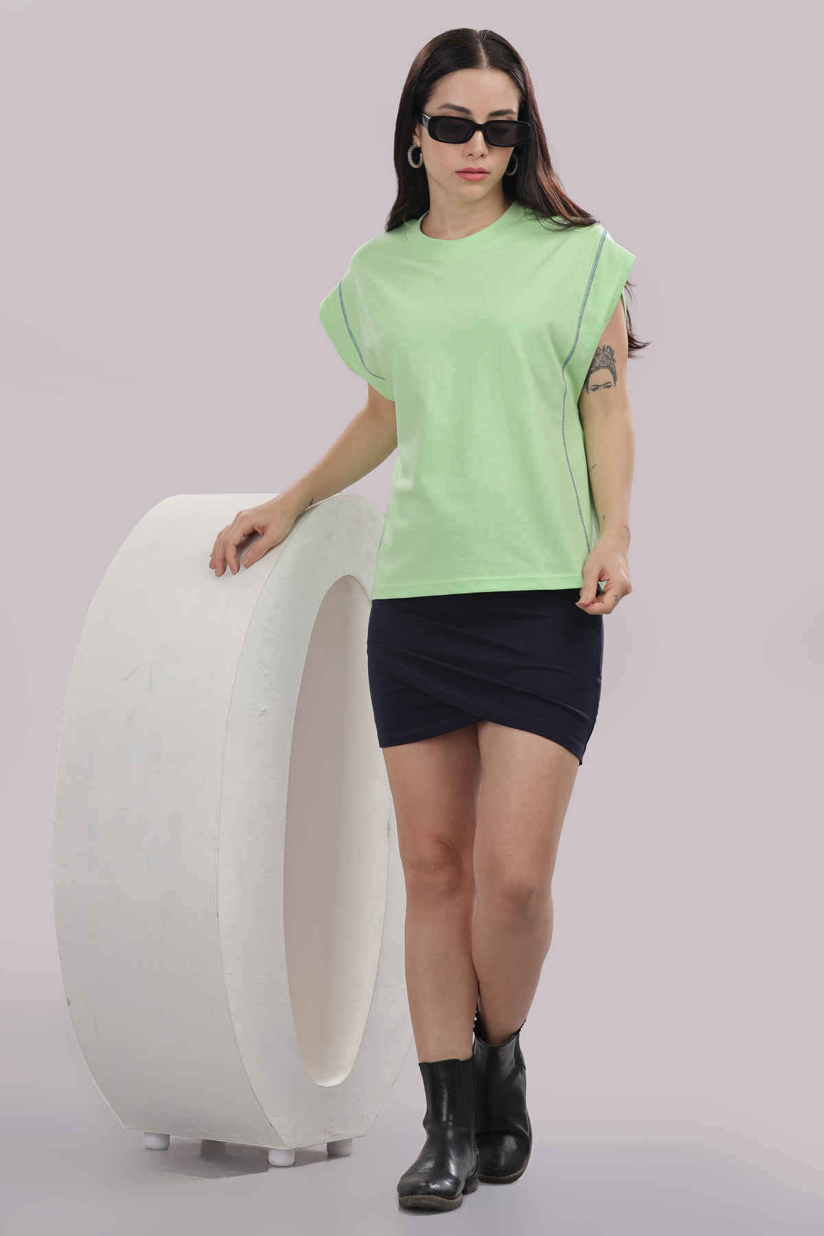 Springman Women's Cotton Tank Top | 160 GSM Fabric | Bio Washed | Round Neck | Green - L