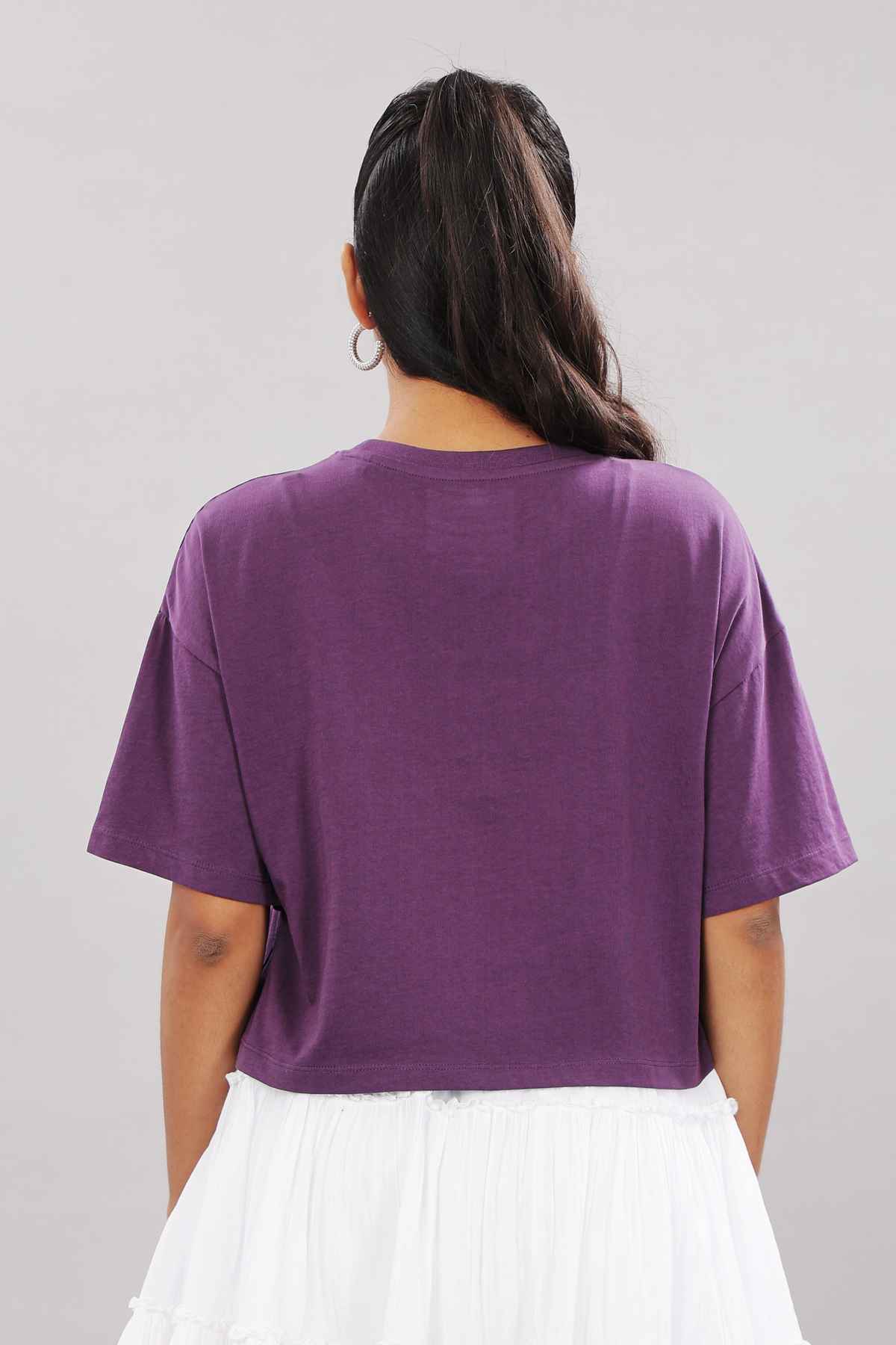 Springman Crop Top | For Gym and Daily Wear | 100% cotton for Women | Purple - XL