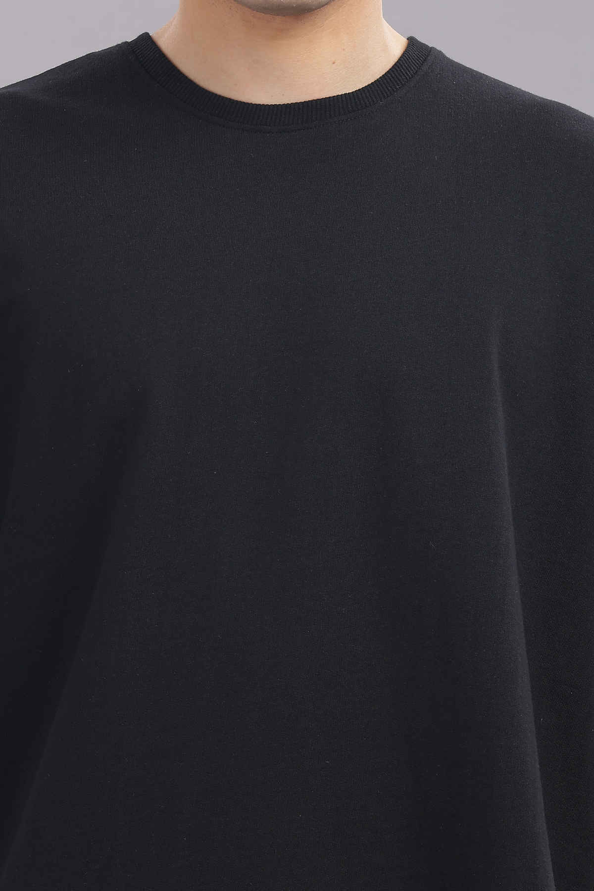 Springman Men 100% Cotton French Terry Oversized T-shirt | Black - S