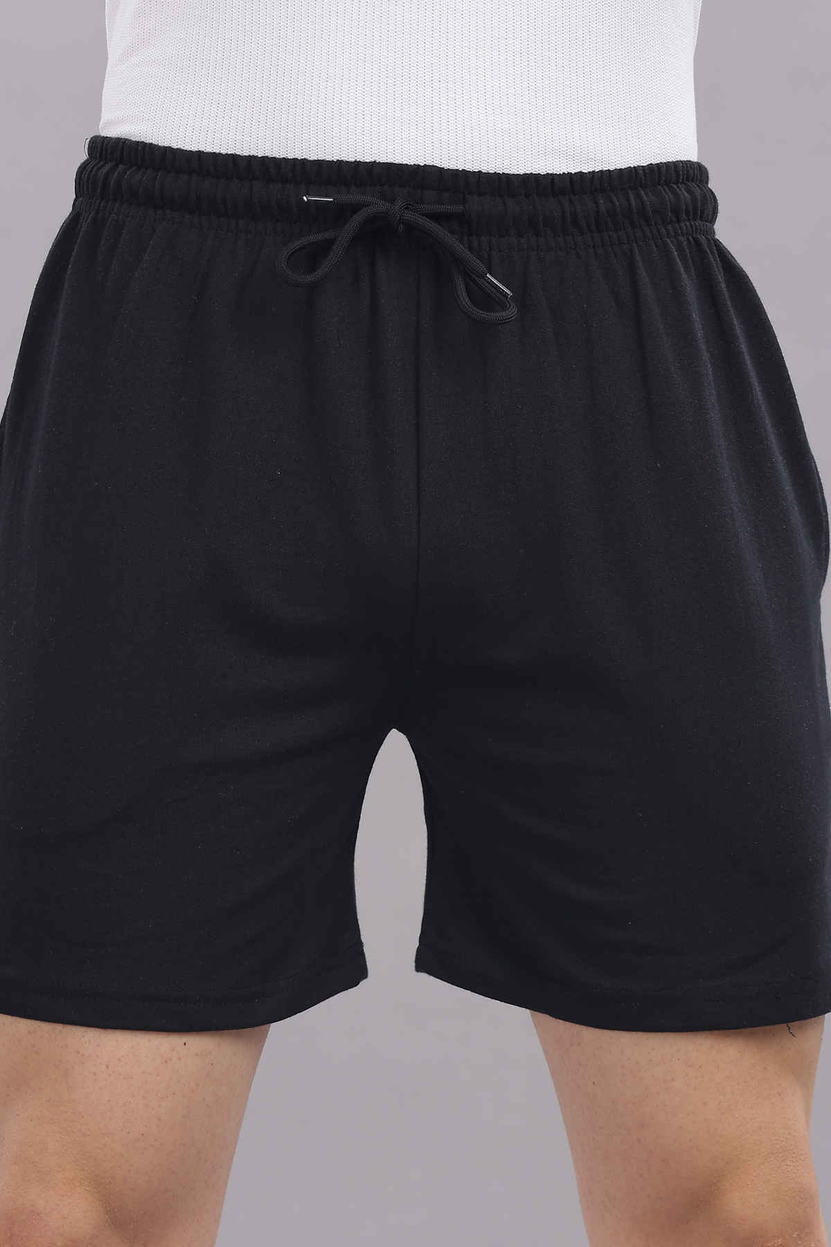 Springman Solid French Terry With Elastic & Drawstring Shorts For Men's | Black | S