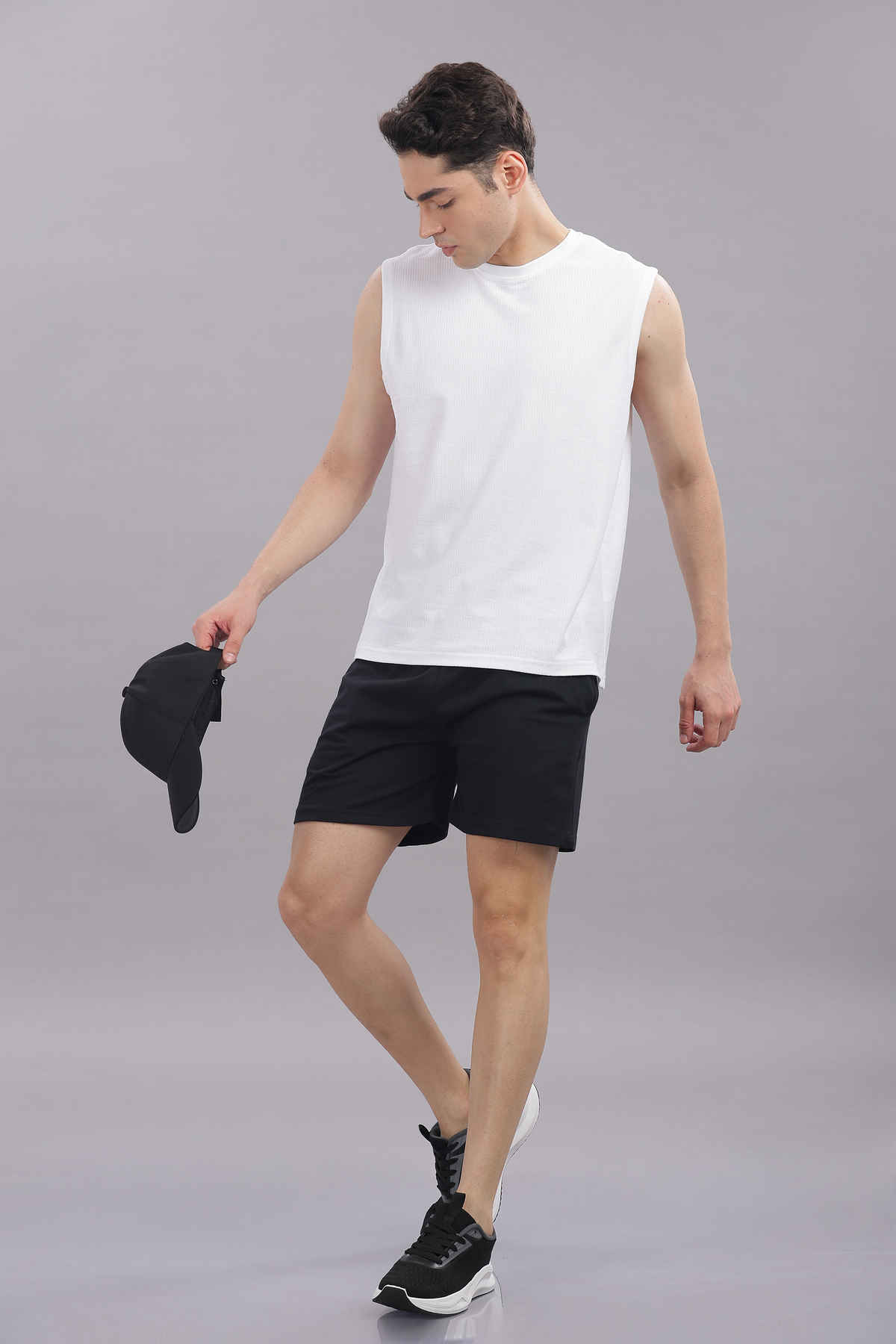 Springman Solid French Terry With Elastic & Drawstring Shorts For Men's | Black | S