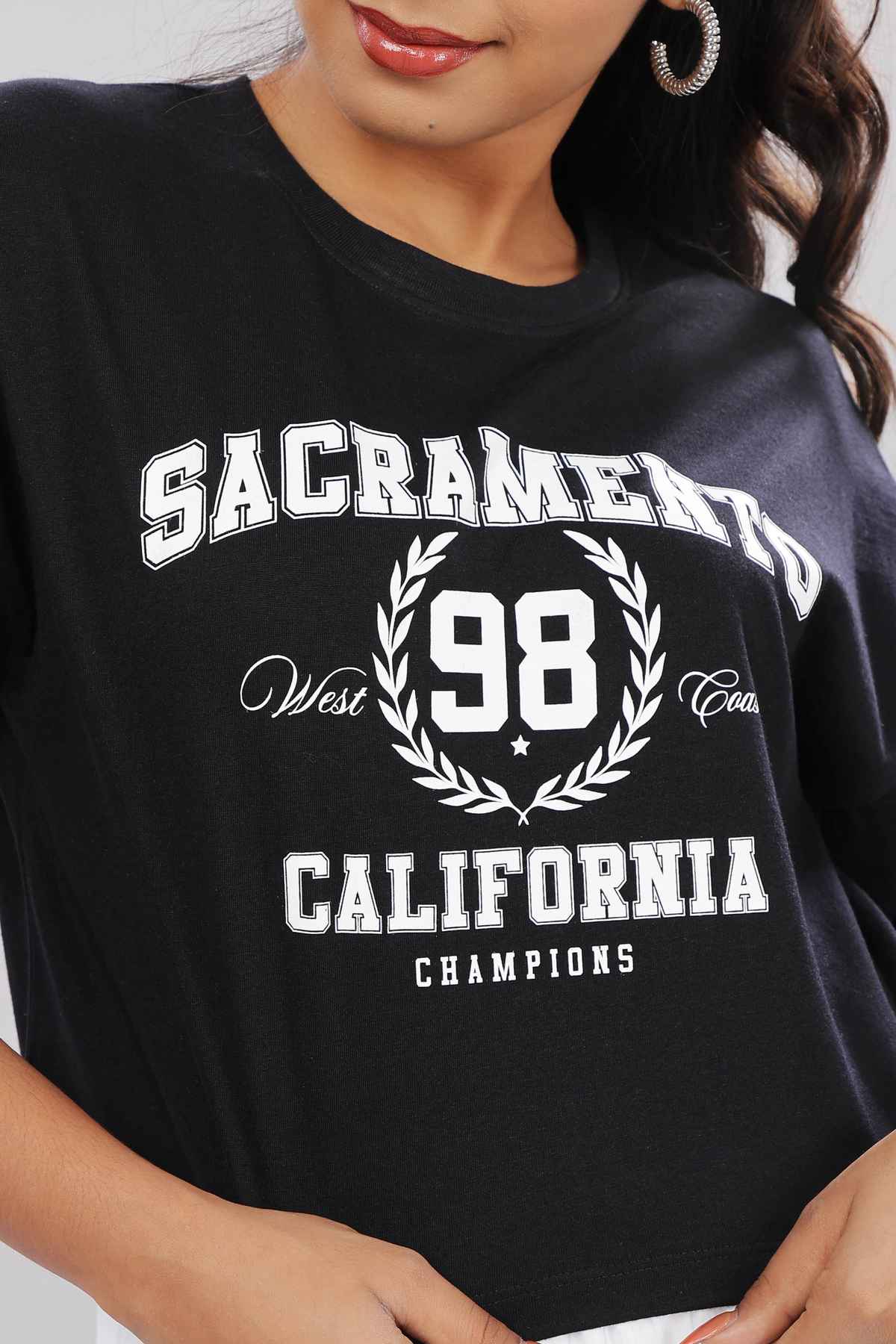 Springman Crop Top | For Gym and Daily Wear | 100% cotton for Women | Black - L