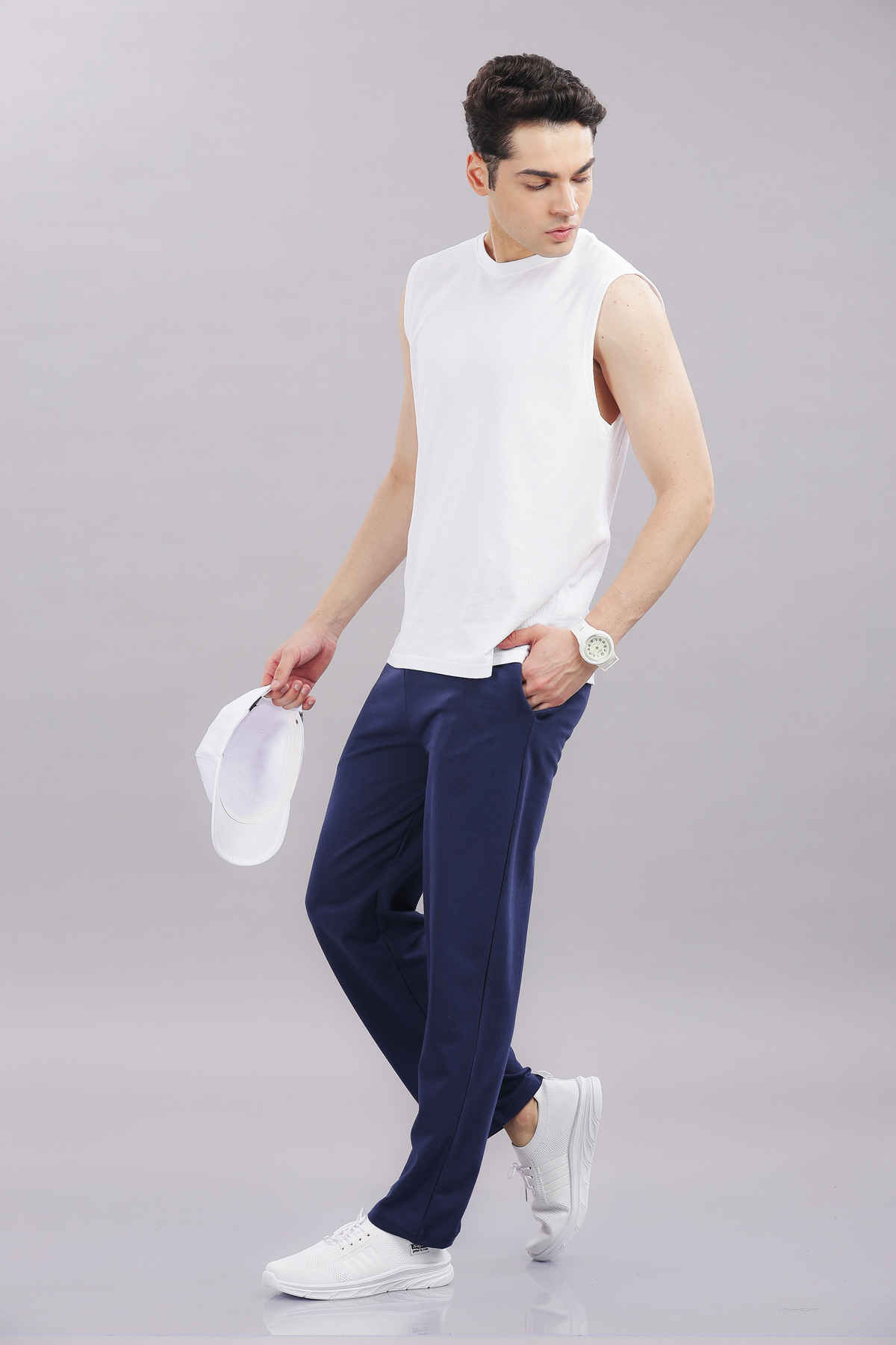 Springman Men's Solid Cotton Rich French Terry Baggy Track Pant | Blue - S