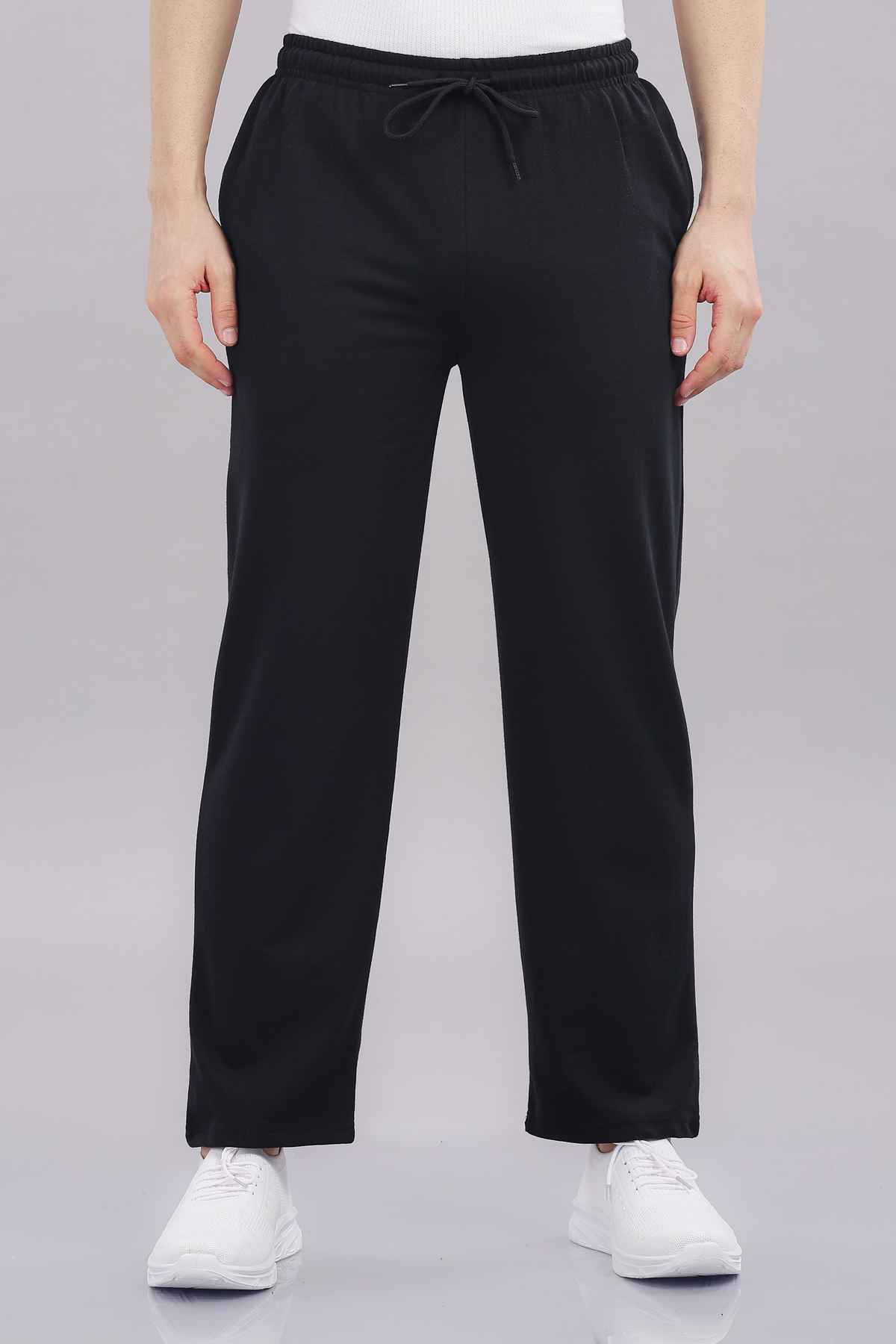 Springman Men's Solid Cotton Rich French Terry Baggy Track Pant | Black - S