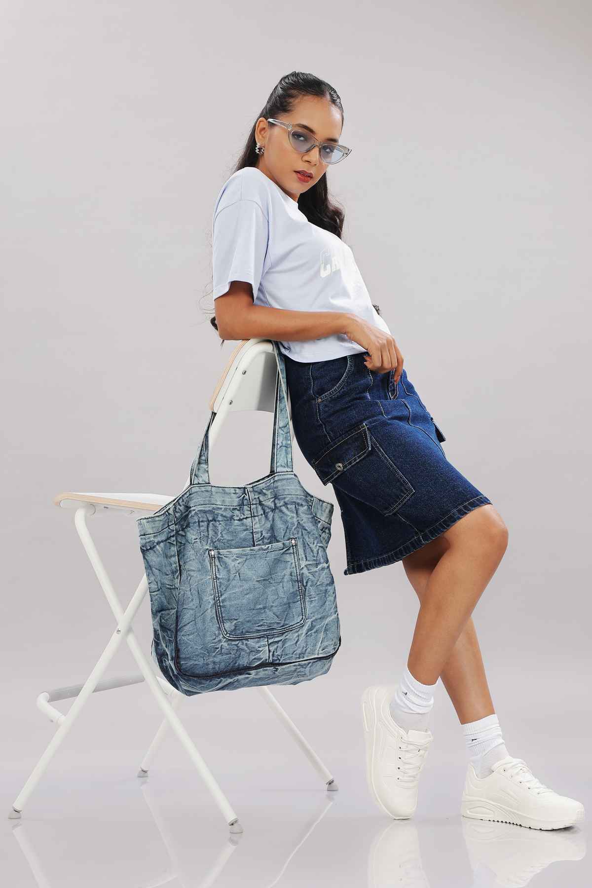 Springman Crop Top | For Gym and Daily Wear | 100% cotton for Women | Light Blue - M