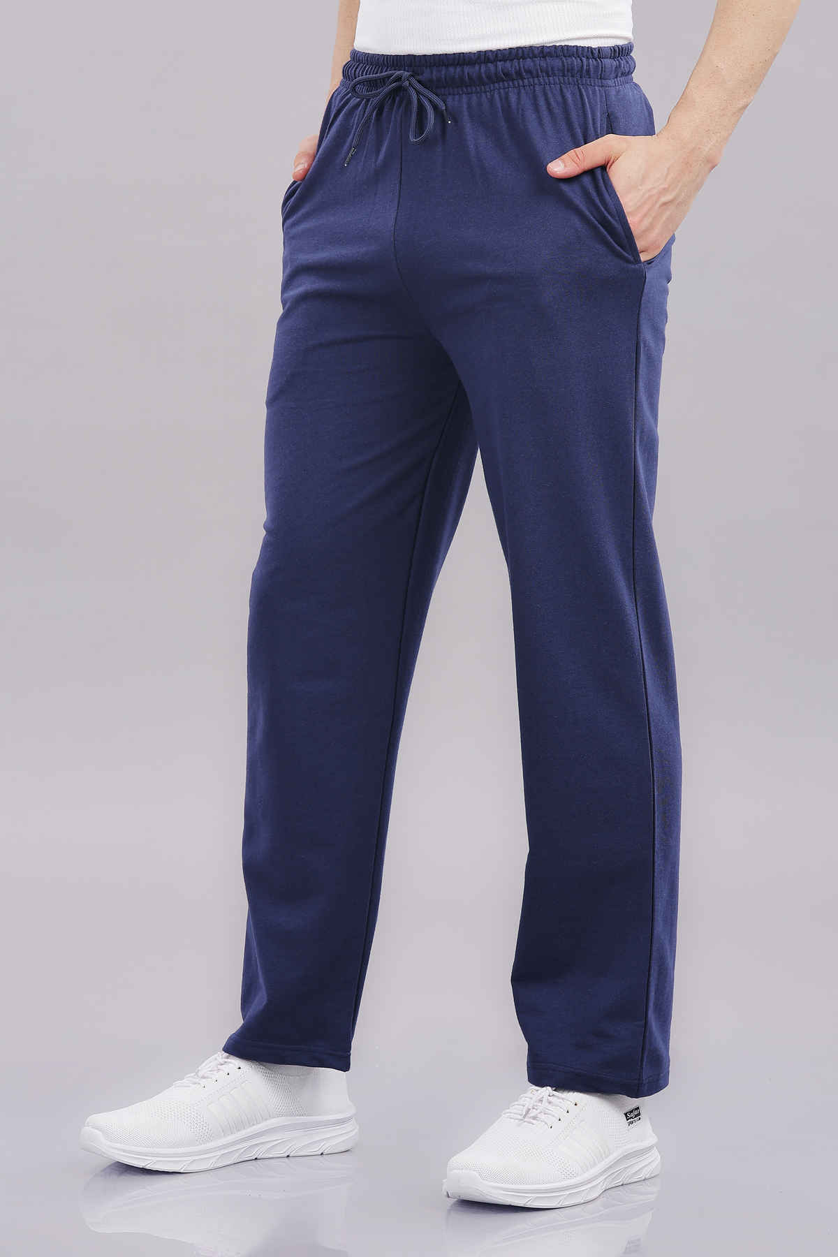 Springman Men's Solid Cotton Rich French Terry Baggy Track Pant | Blue - S