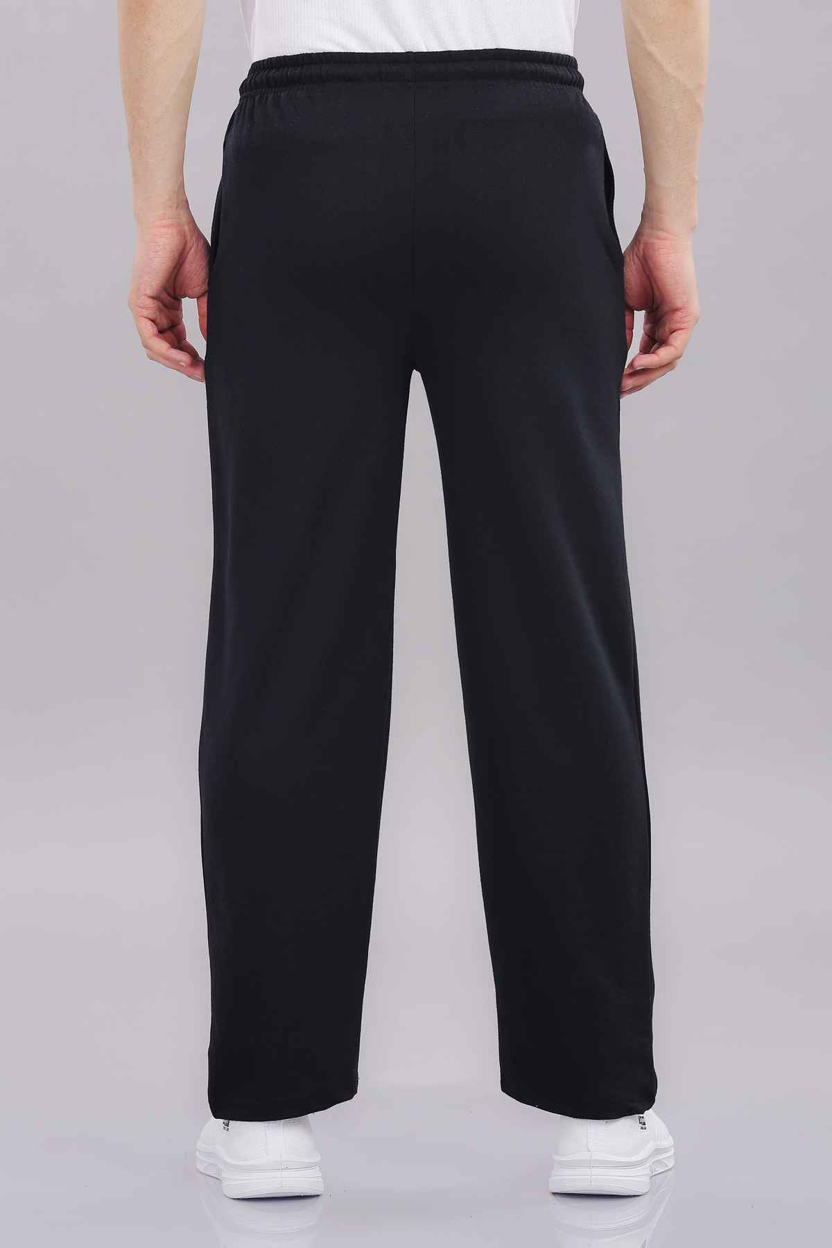 Springman Men's Solid Cotton Rich French Terry Baggy Track Pant | Black - S