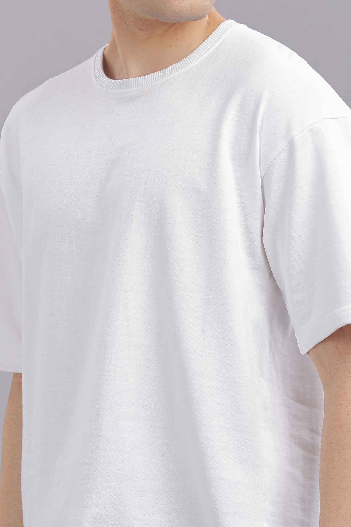 Springman Men 100% Cotton French Terry Oversized T-shirt | White - XL