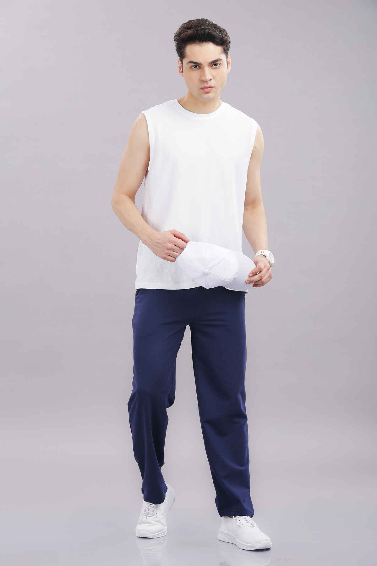 Springman Men's Solid Cotton Rich French Terry Baggy Track Pant | Blue - S