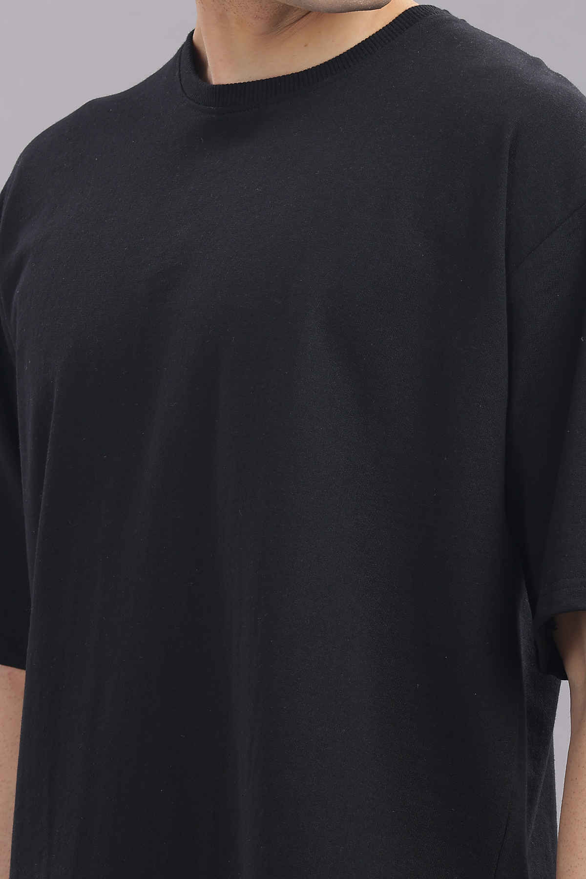Springman Men 100% Cotton French Terry Oversized T-shirt | Black - S