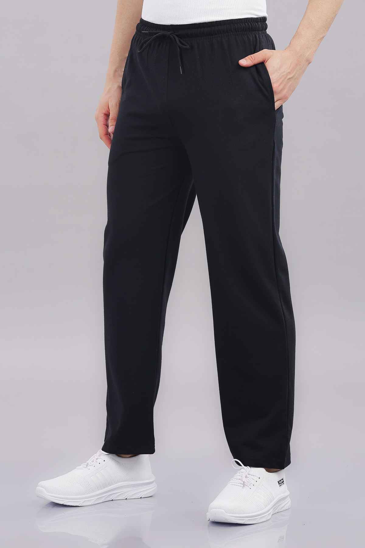 Springman Men's Solid Cotton Rich French Terry Baggy Track Pant | Black - S